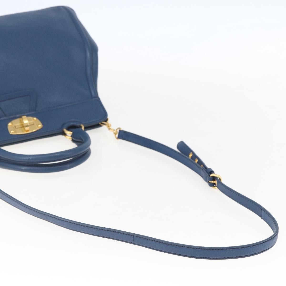 Miu Miu Vintage Leather Blue Leather Tote Bag Bag (Pre-Owned)