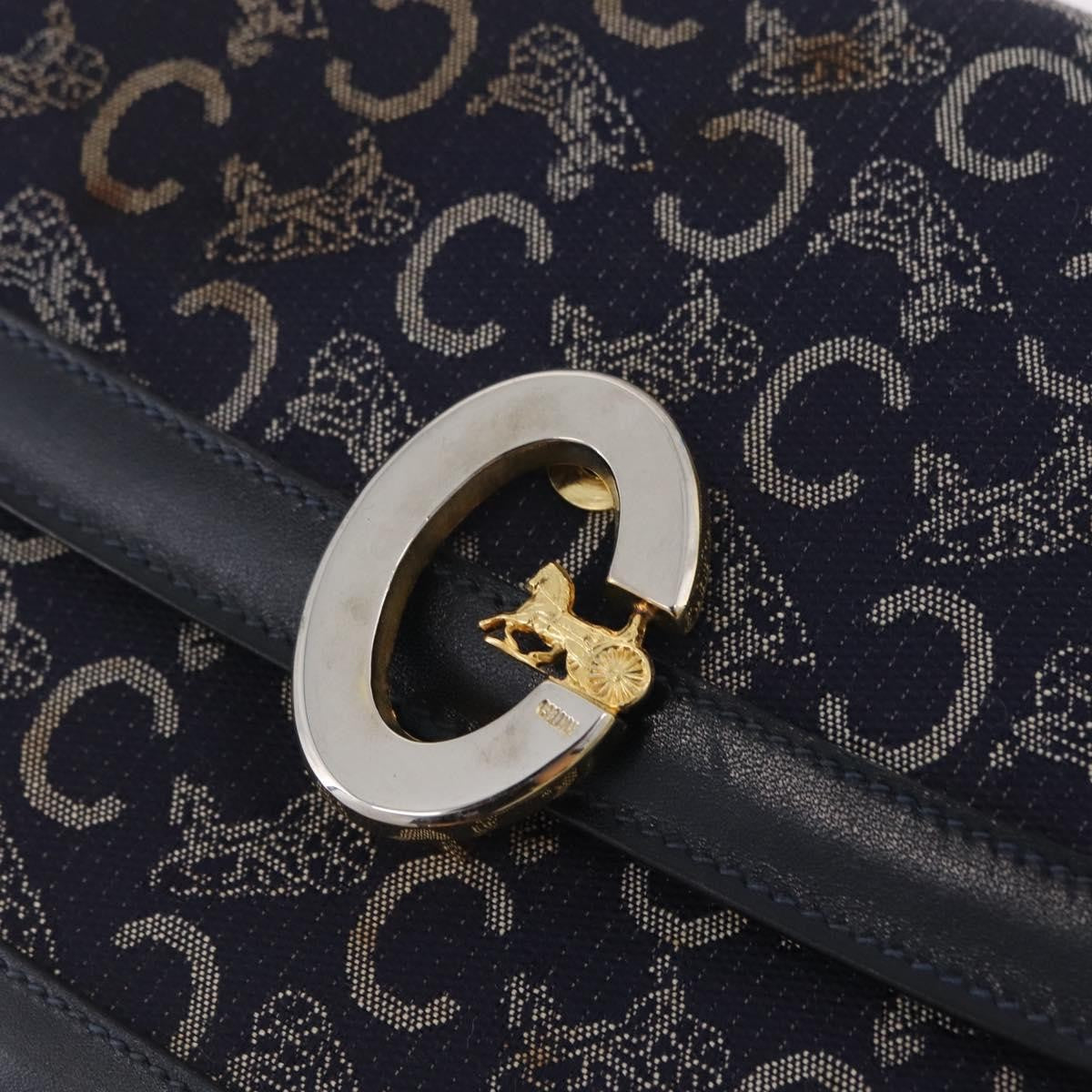 Celine C Sulky Horse Carriage Canvas Navy Canvas Handbag (Pre-Owned)