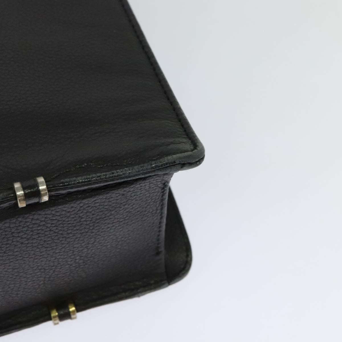 Versace Vintage Leather Black Leather Briefcase Bag (Pre-Owned)