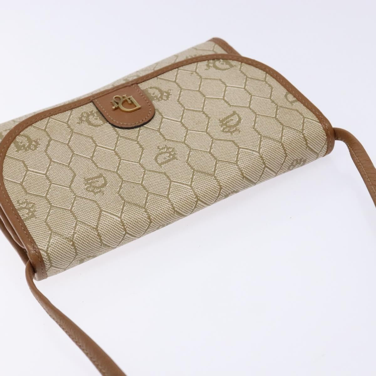 Christian Dior Vintage Honeycomb Flap Coated Canvas Beige Pvc Wallets Accessory (Pre-Owned)