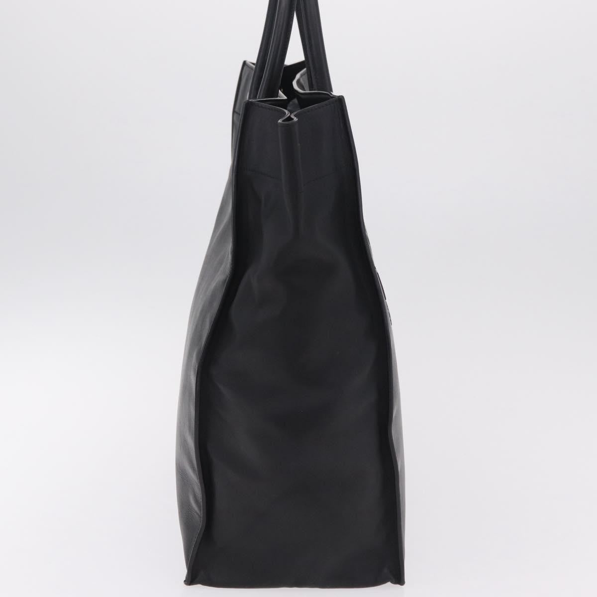 Saint Laurent Rive Gauche Shopper Embossed Leather Black Leather Tote Bag Bag (Pre-Owned)