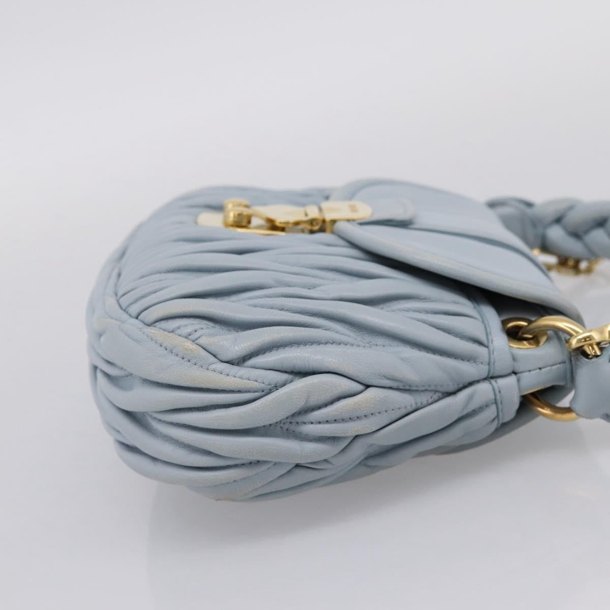 Miu Miu Coffer Hobo Matelasse Leather Blue Leather Handbag (Pre-Owned)