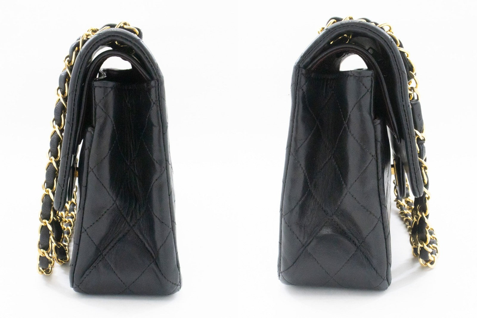 Chanel Classic Flap Lambskin Black Leather Crossbody Bag Bag (Pre-Owned)