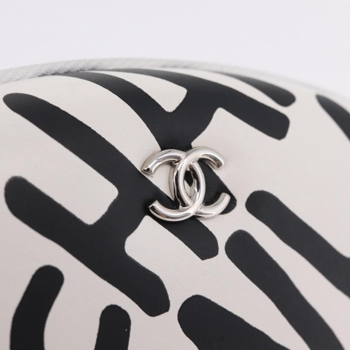 Chanel Coco Neige Zip Around Sunglasses Case With Chain Printed Leather White Leather Sunglasse Accessory (Pre-Owned)