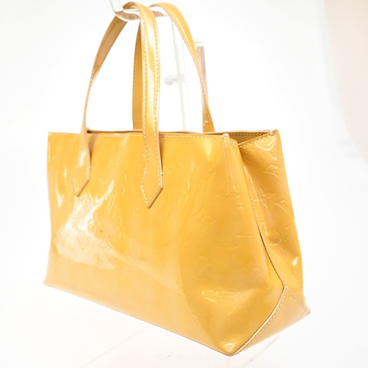 Louis Vuitton Wilshire Monogram Vernis Beige Patent_Leather Handbag (Pre-Owned)