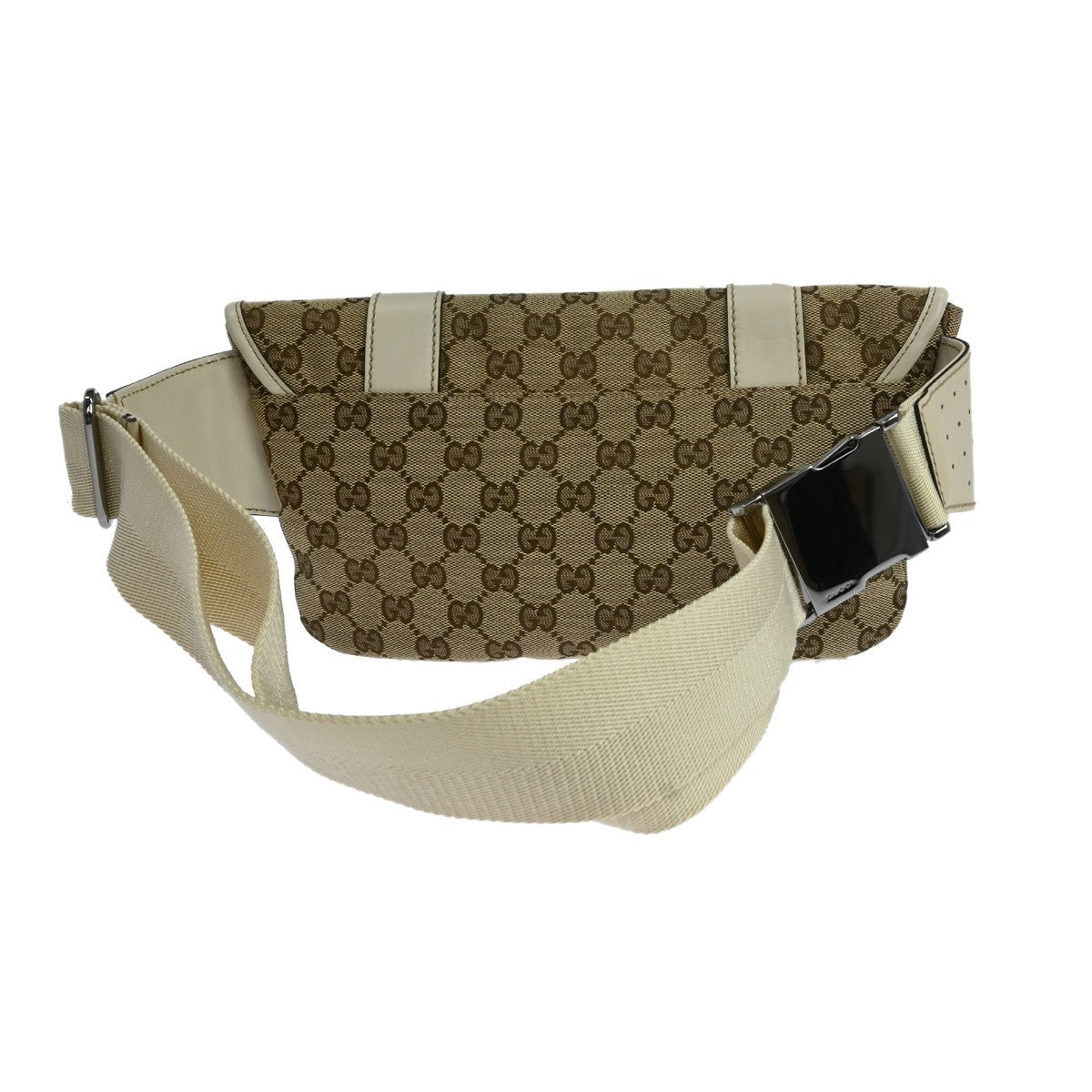 Gucci Waist Belt Bag (Outlet) Gg Canvas And Leather Beige Canvas Crossbody Bag Bag (Pre-Owned)
