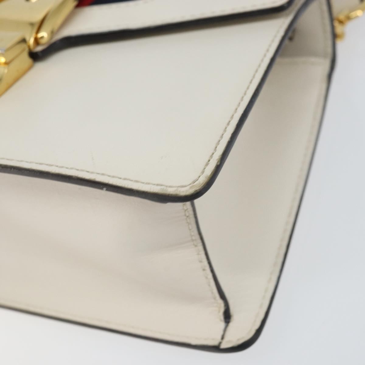 Gucci Sylvie Top Handle Leather White Leather Handbag (Pre-Owned)