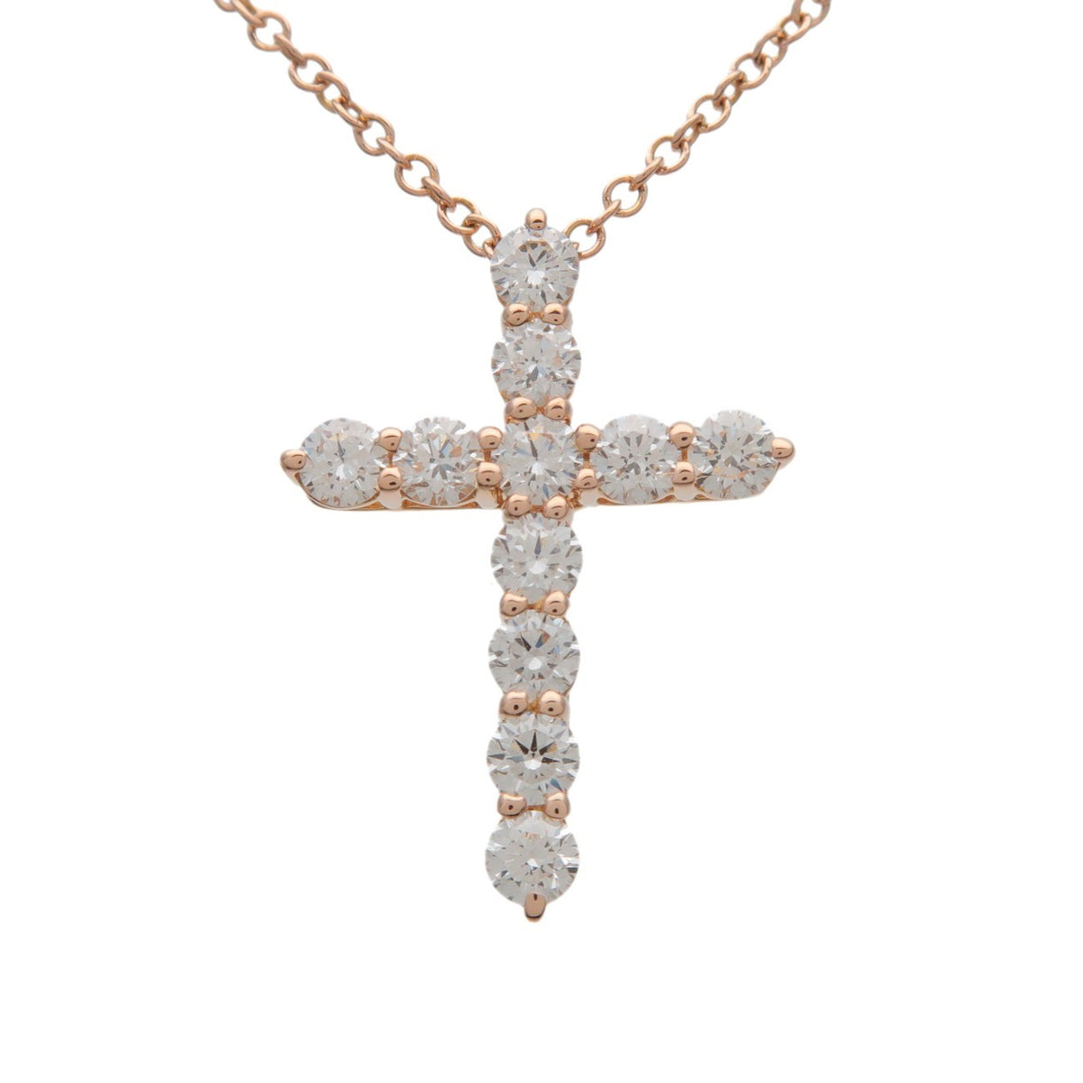 Tiffany & Co. Cross Pendant 18K Rose Gold With Diamonds Gold Pink_Gold Necklace Jewelry (Pre-Owned)