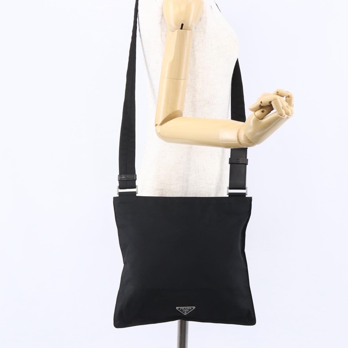 Prada Flat Messenger Tessuto Black Nylon Shoulder Bag Bag (Pre-Owned)
