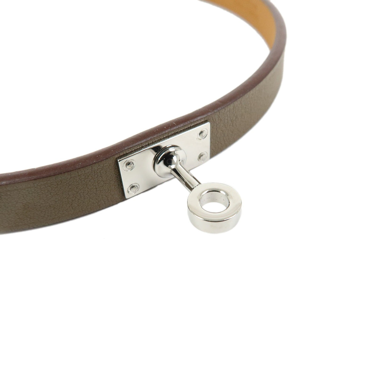 Hermes Kelly Double Tour Leather Greige Leather Bracelet Jewelry (Pre-Owned)