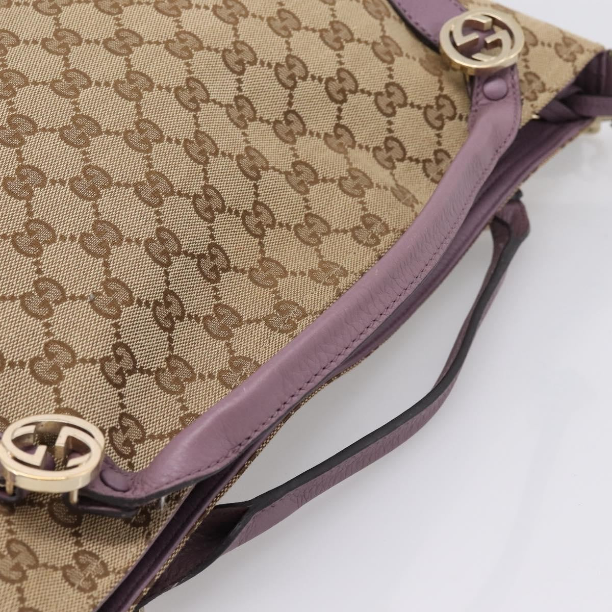 Gucci Shoulder Canvas Beige Canvas Shoulder Bag Bag (Pre-Owned)