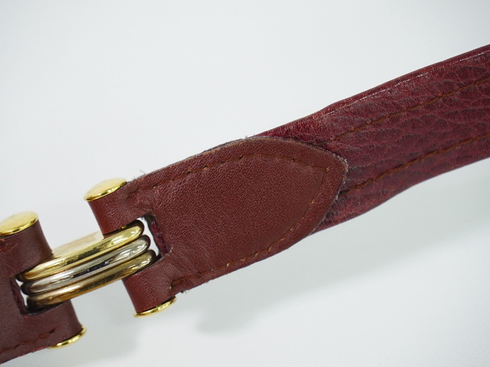 Cartier Vintage Must De Cartier Leather Burgundy Leather Shoulder Bag Bag (Pre-Owned)