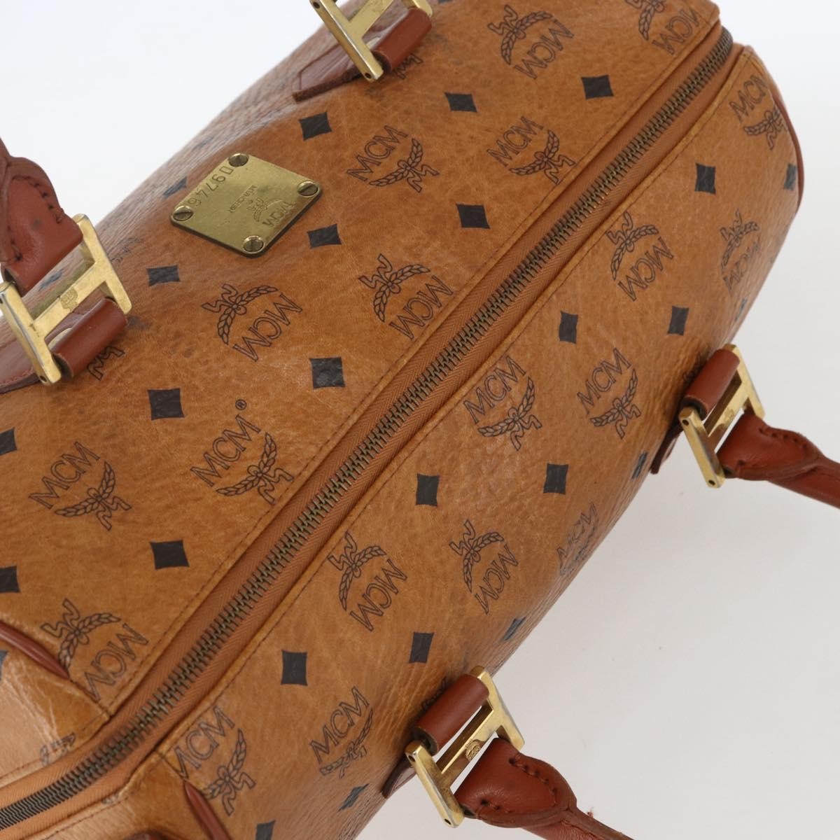 MCM Visetos Logogramme Canvas And Leather Brown Canvas Travel Bag Bag (Pre-Owned)