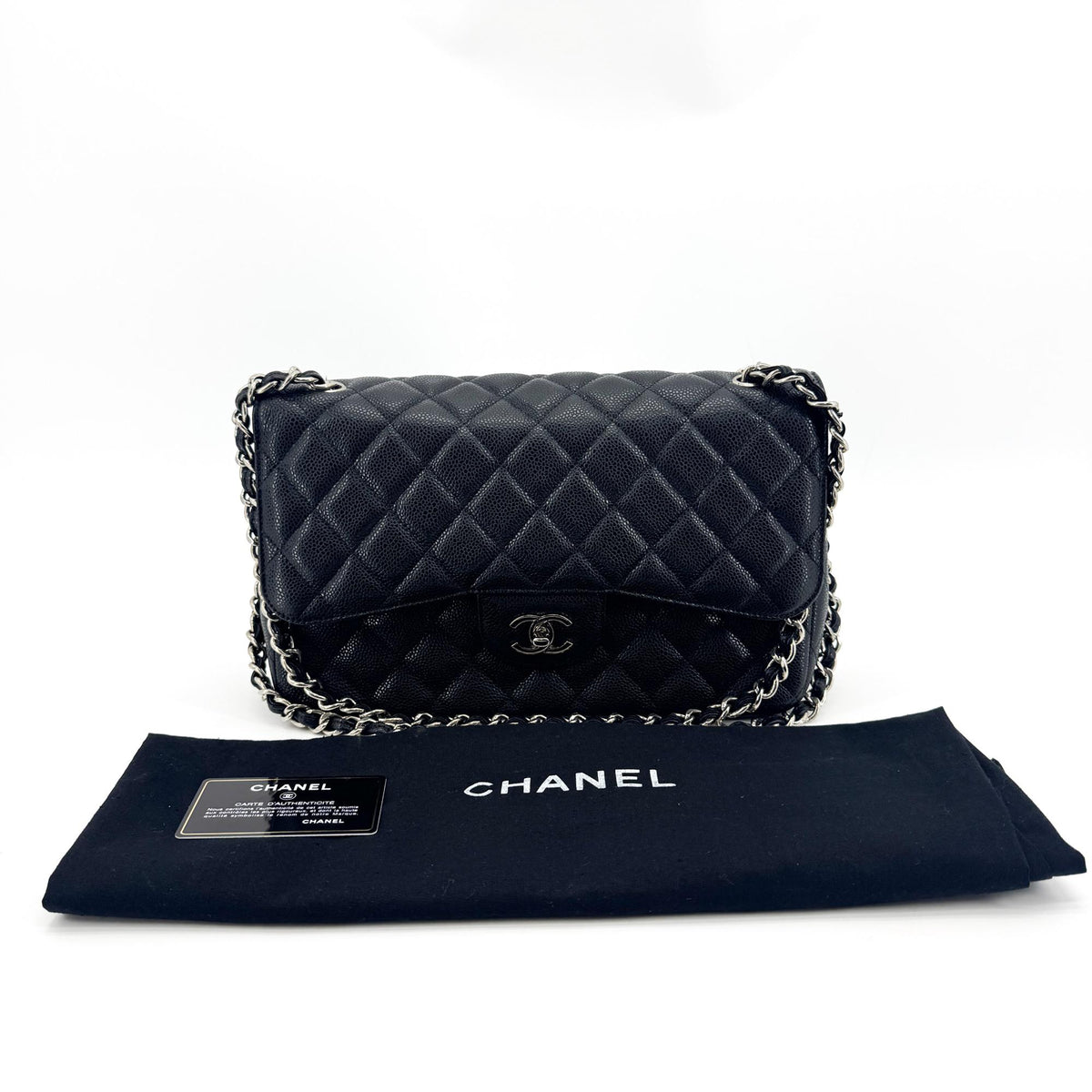 Chanel Classic Single Flap Bag Quilted Lambskin Black Calfskin Shoulder Bag Bag (Pre-Owned)