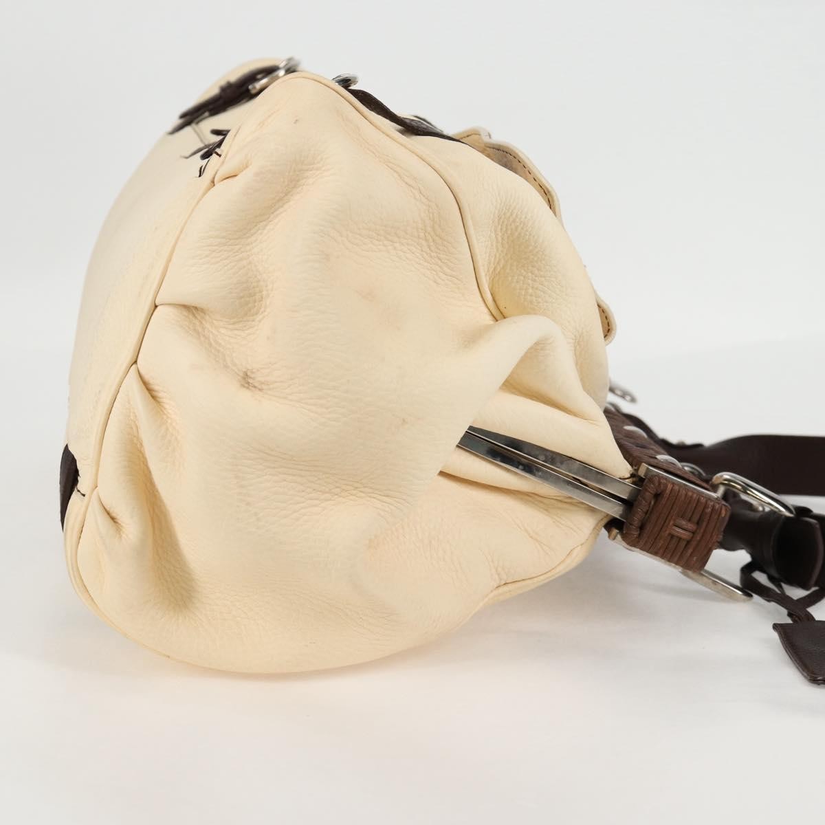 Salvatore Ferragamo Gancini Leather Beige Leather Handbag (Pre-Owned)