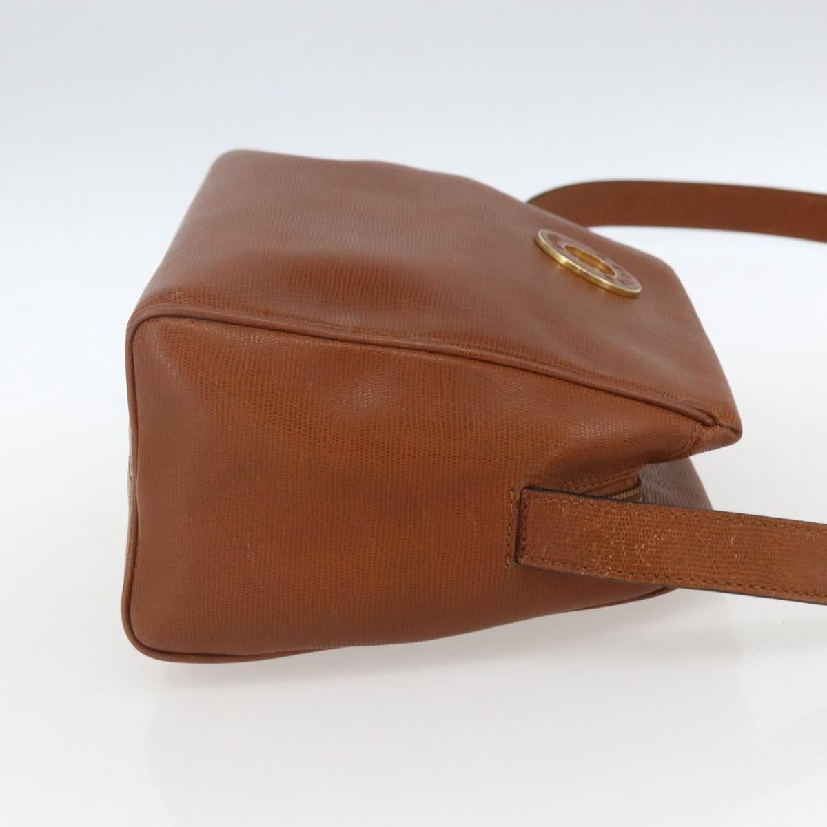 Celine Vintage Circle Logo Leather Brown Leather Shoulder Bag Bag (Pre-Owned)