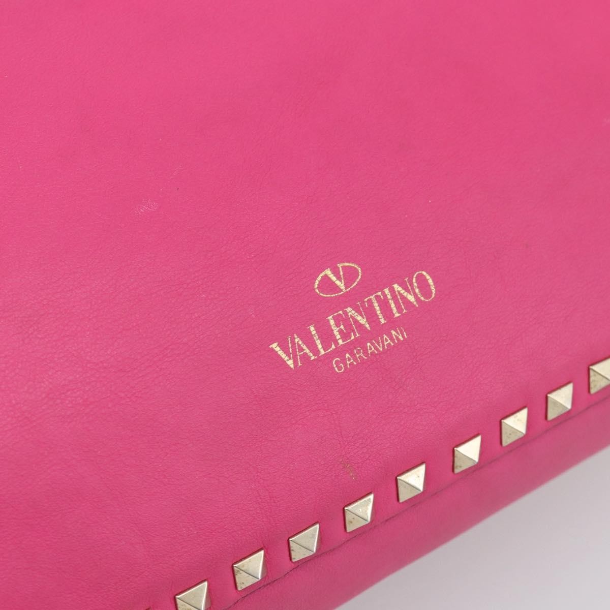 Valentino Garavani Rockstud Tote Textured Leather Pink Leather Tote Bag Bag (Pre-Owned)