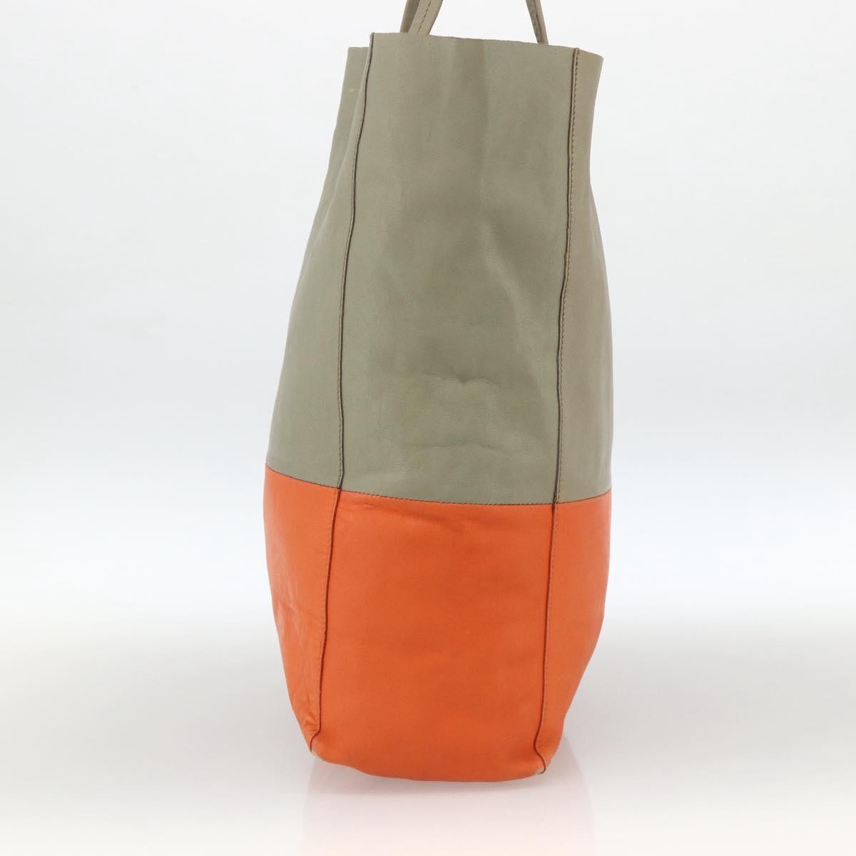 Celine Vertical Bi-Cabas Tote Leather Beige Leather Tote Bag Bag (Pre-Owned)