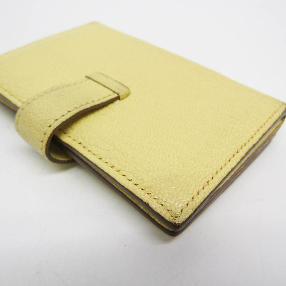 Hermes Bearn Chevre Mysore Yellow Leather Wallets Accessory (Pre-Owned)