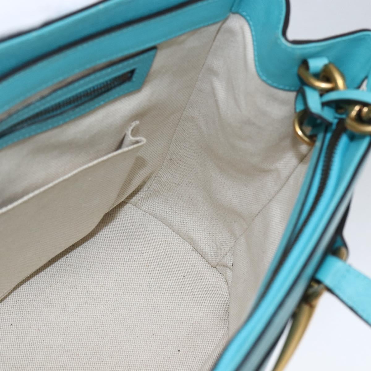 Gucci Bright Bit Convertible Tote Leather Blue Leather Tote Bag Bag (Pre-Owned)