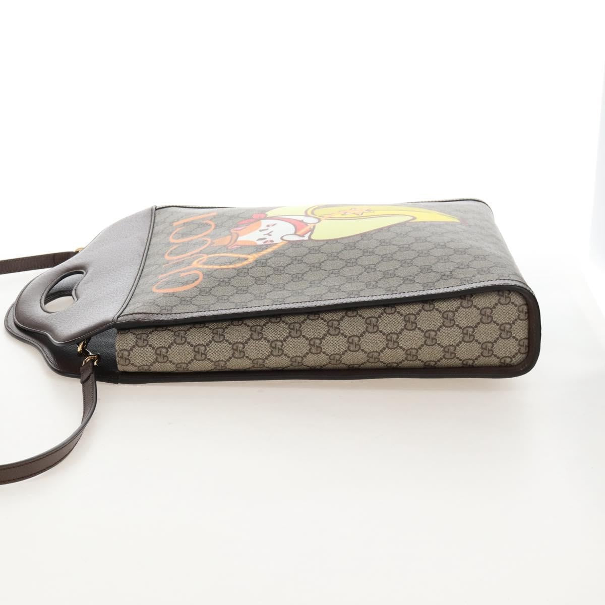 Gucci Cut Out Handle Printed Gg Coated Canvas Brown Canvas Tote Bag Bag (Pre-Owned)