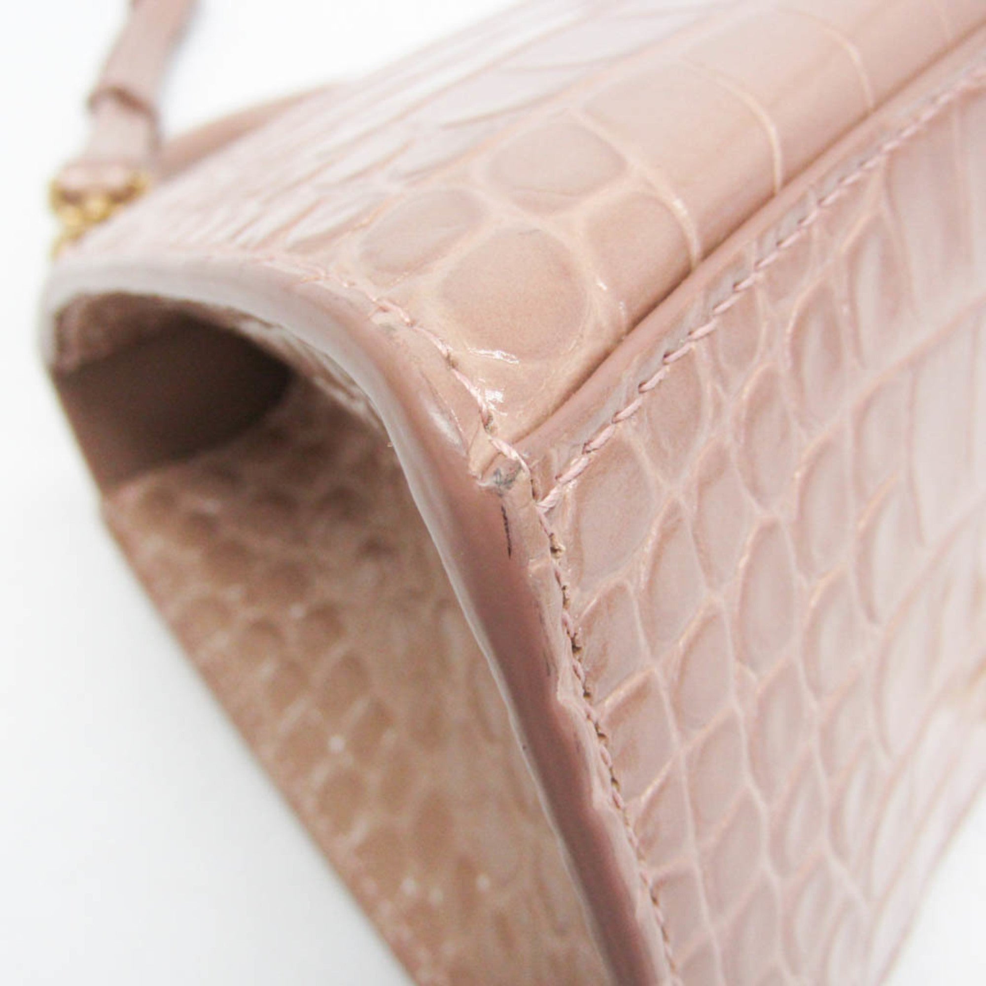 Balenciaga Hourglass Crocodile Embossed Pink Leather Handbag (Pre-Owned)