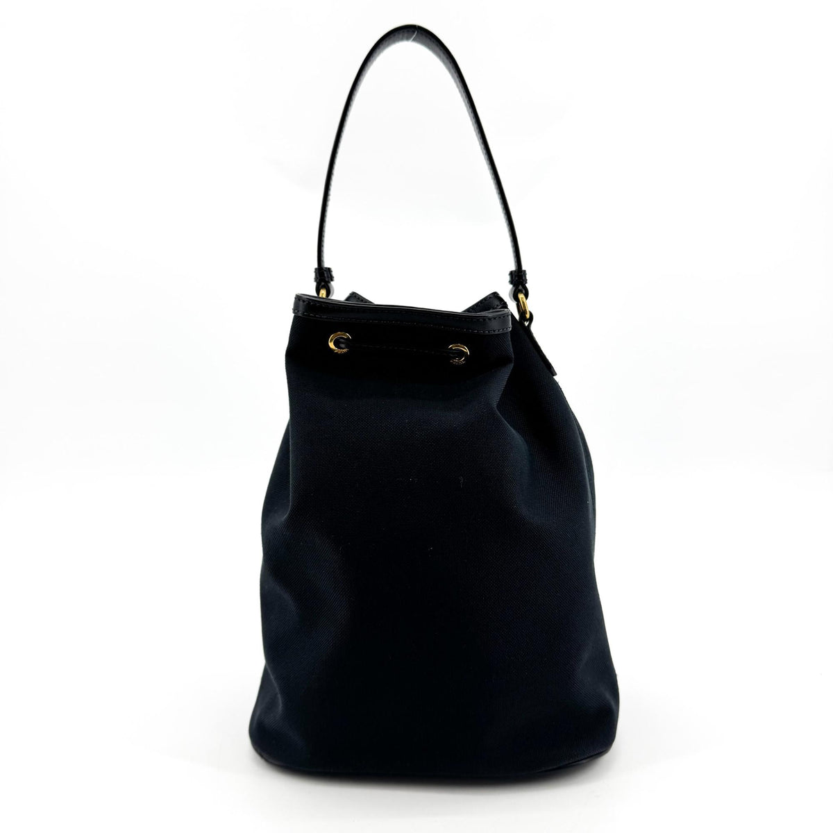 Prada Duet Drawstring Bucket Tessuto Black Canvas Handbag (Pre-Owned)