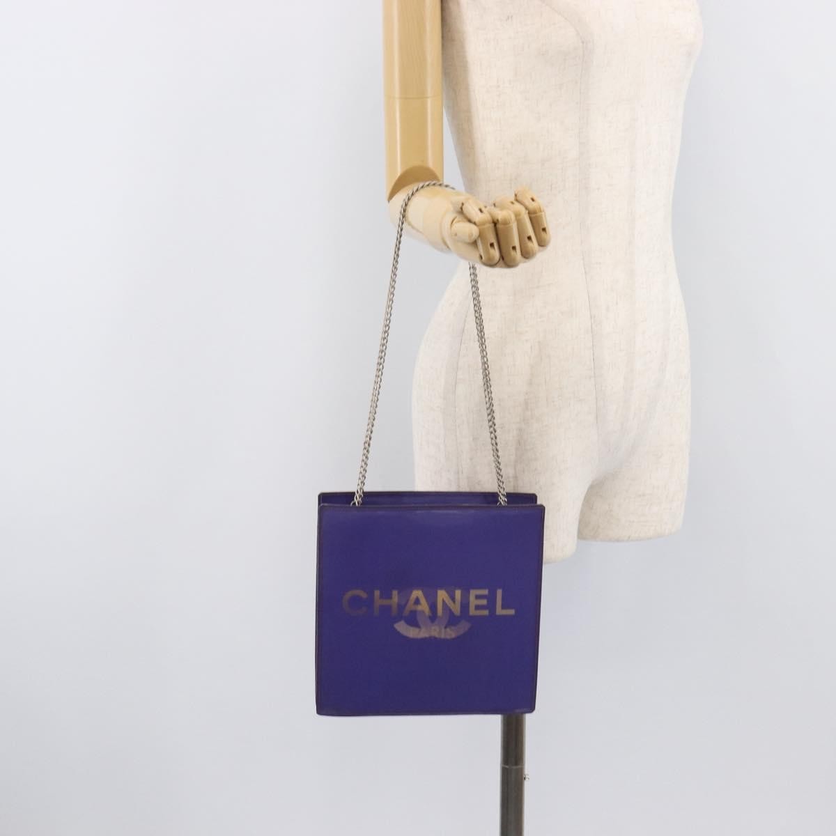 Chanel Vintage Holographic Chain Vinyl Purple Synthetic Tote Bag Bag (Pre-Owned)