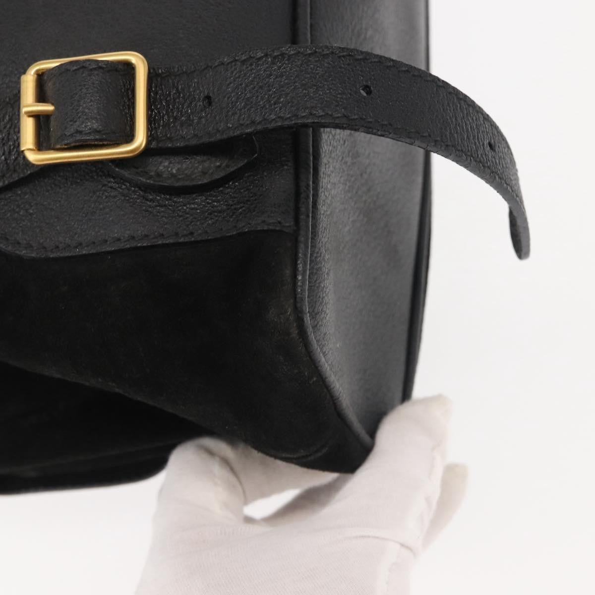 Gucci Vintage Bamboo Suede Black Suede Backpack Bag (Pre-Owned)