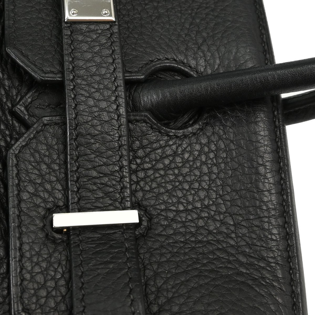 Hermes Birkin Black Clemence With Palladium Hardware Black Leather Handbag (Pre-Owned)
