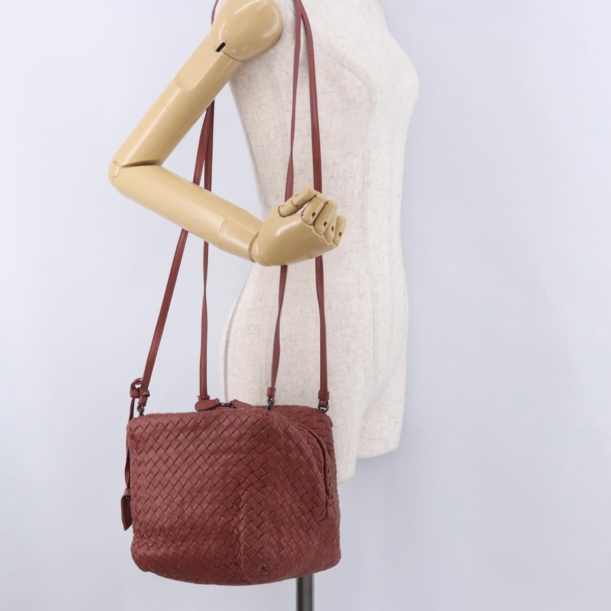 Bottega Veneta Zip Cube Messenger Intrecciato Nappa Brown Leather Shoulder Bag Bag (Pre-Owned)
