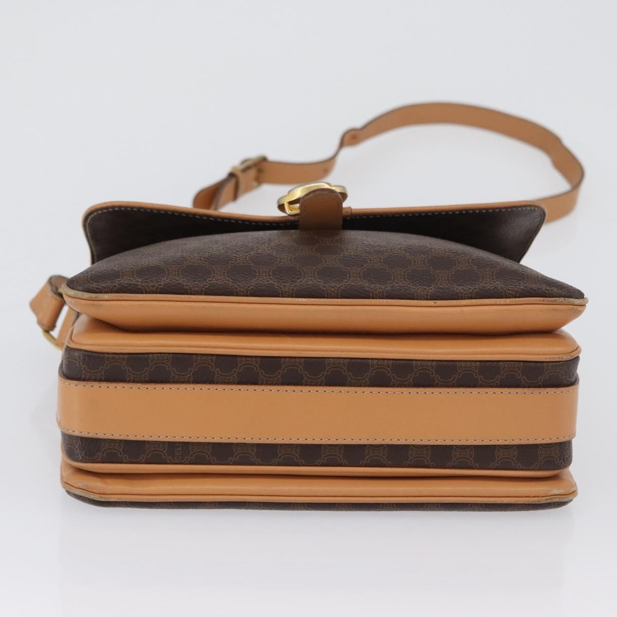 Celine Vintage Macadam Canvas And Leather Brown Canvas Shoulder Bag Bag (Pre-Owned)