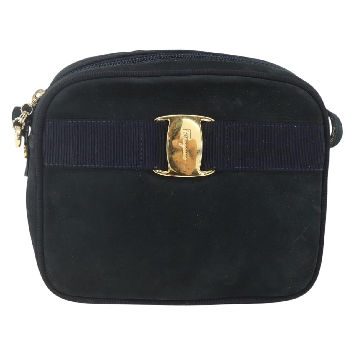 Salvatore Ferragamo Vala Suede Navy Suede Shoulder Bag Bag (Pre-Owned)