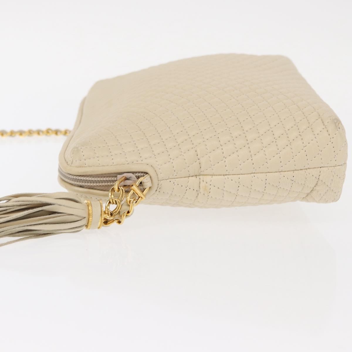 Bally Vintage Chain Quilted Leather Beige Leather Shoulder Bag Bag (Pre-Owned)