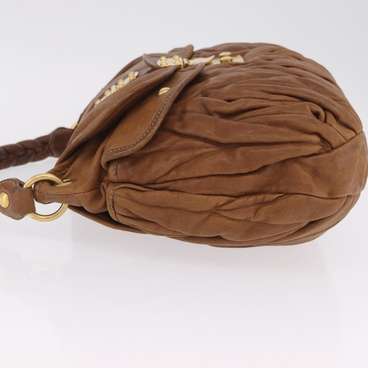 Miu Miu Coffer Convertible Hobo Matelasse Leather Brown Leather Shoulder Bag Bag (Pre-Owned)