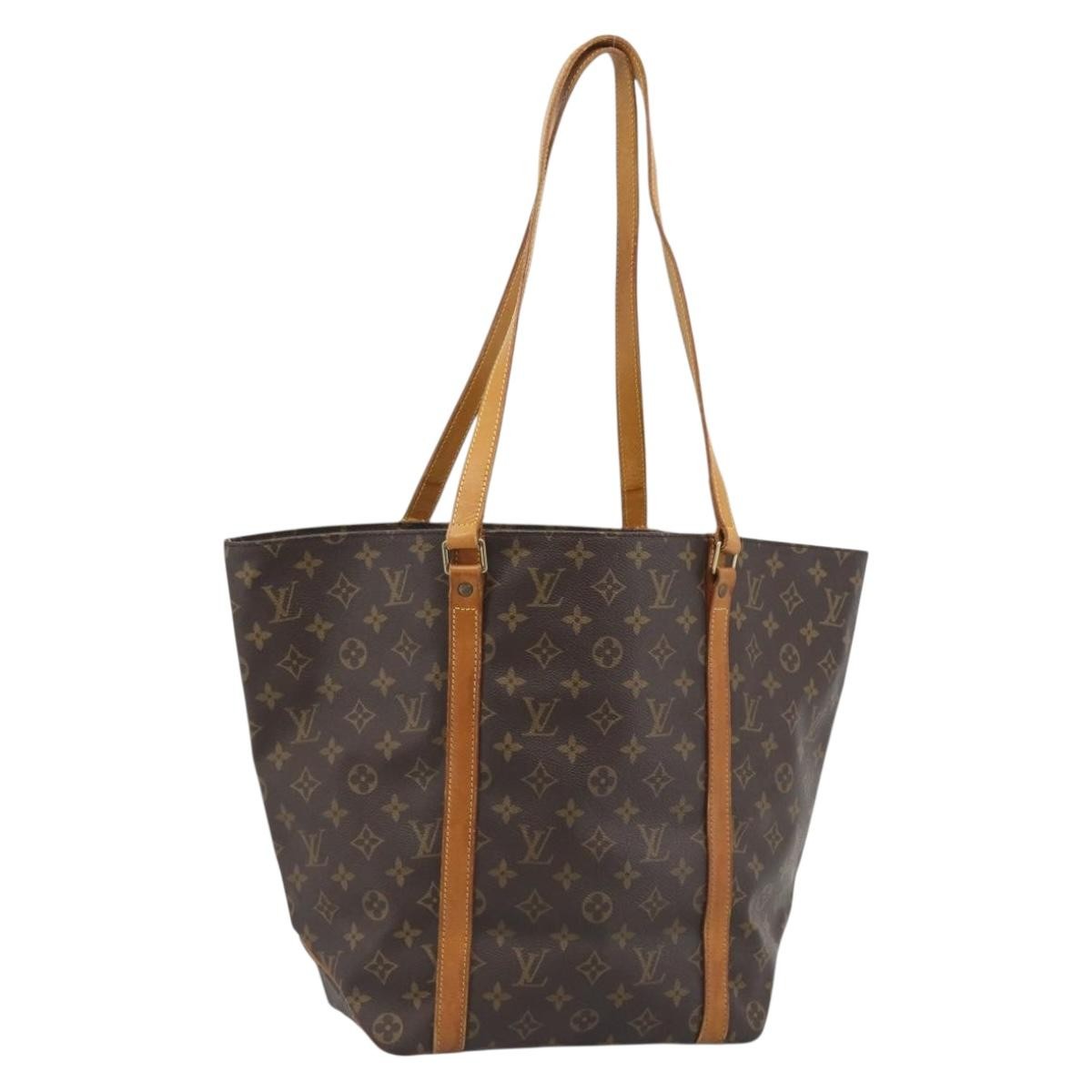 Louis Vuitton Shopping Sac Handbag Monogram Brown Canvas Tote Bag Bag (Pre-Owned)