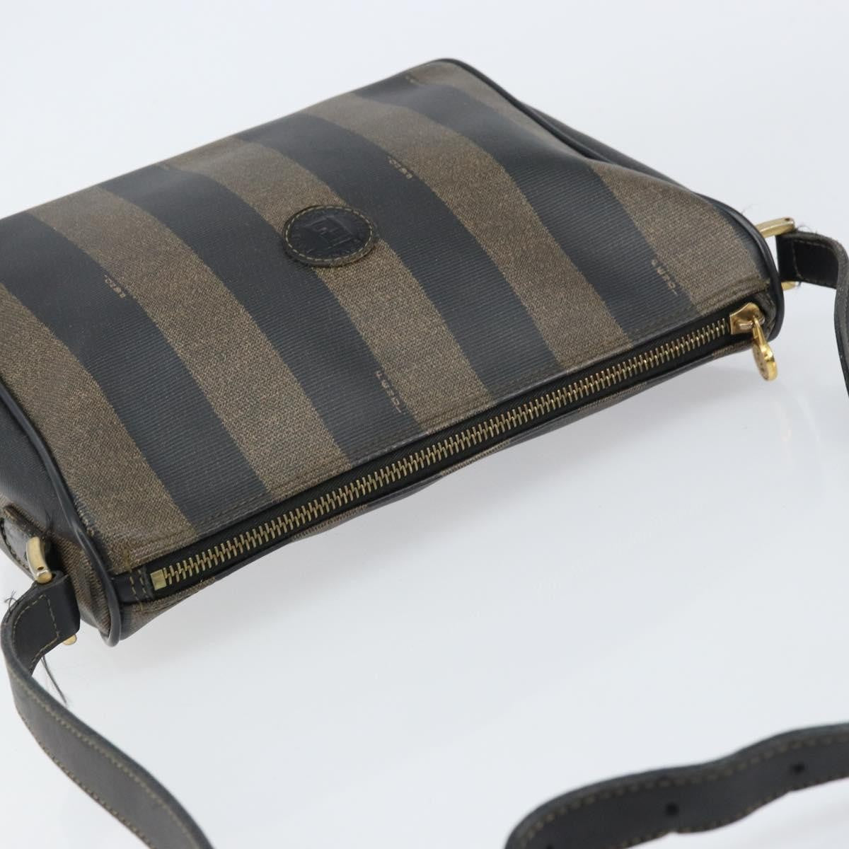 Fendi Vintage Pequin Pequin Brown Canvas Shoulder Bag Bag (Pre-Owned)