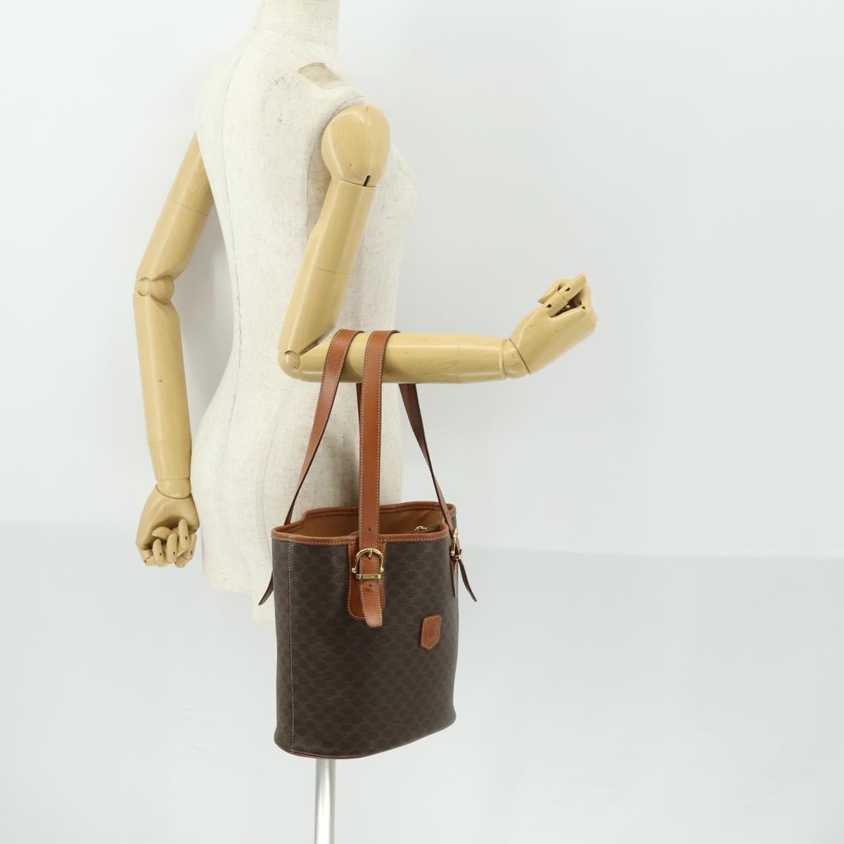 Celine Vintage Macadam Canvas And Leather Brown Canvas Handbag (Pre-Owned)