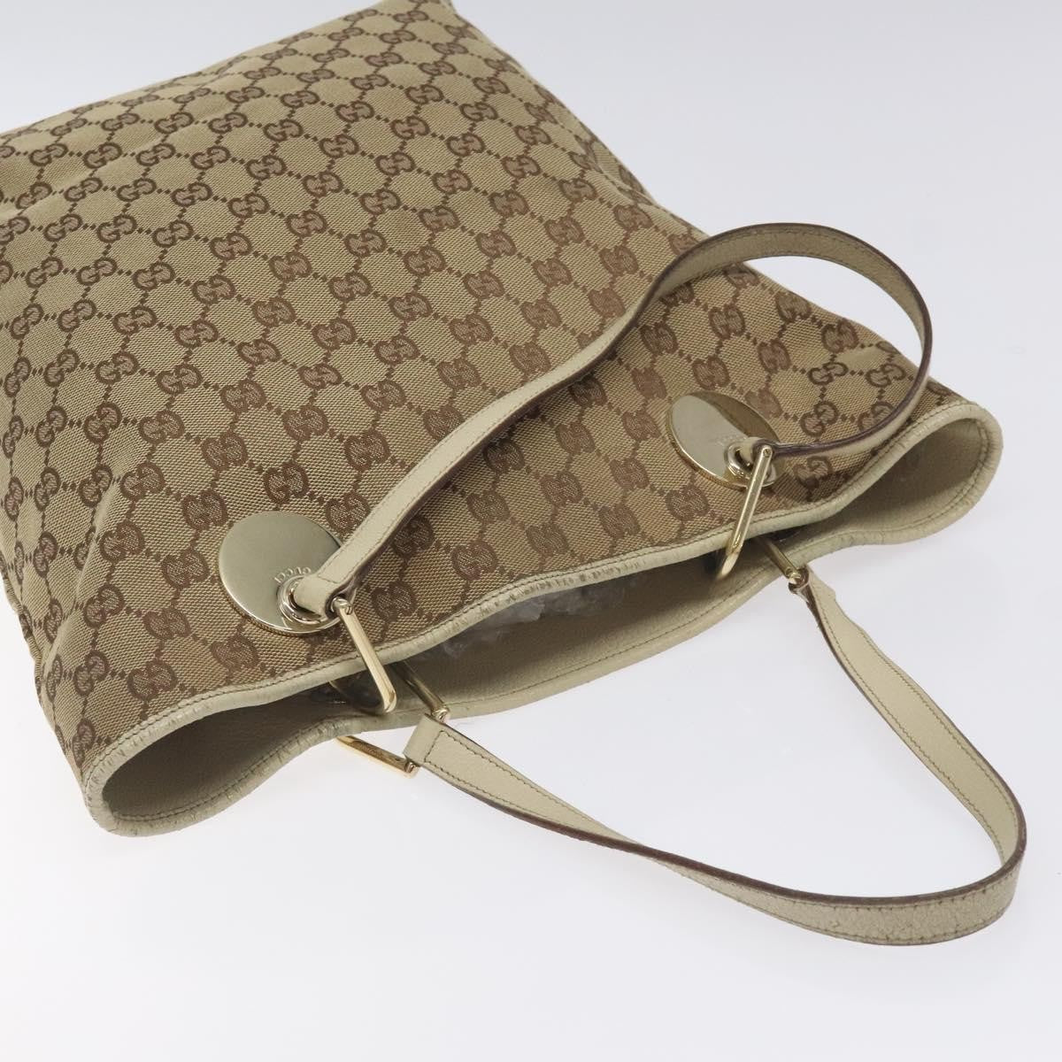 Gucci Gg Canvas Canvas Beige Canvas Tote Bag Bag (Pre-Owned)