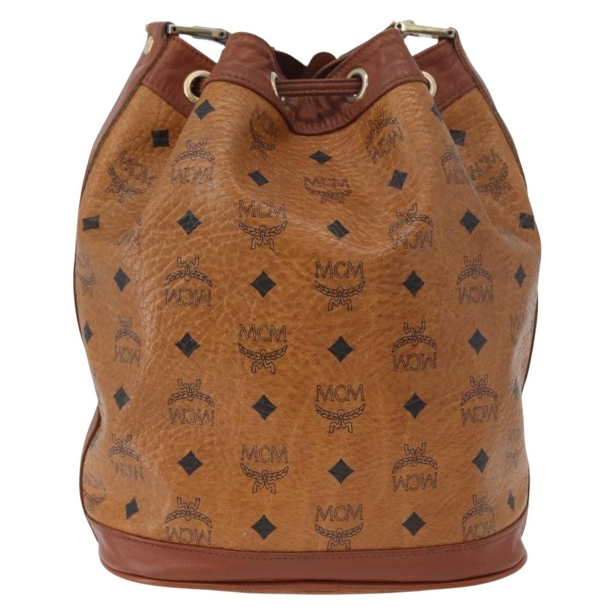 MCM Visetos Canvas Brown Canvas Shoulder Bag Bag (Pre-Owned)