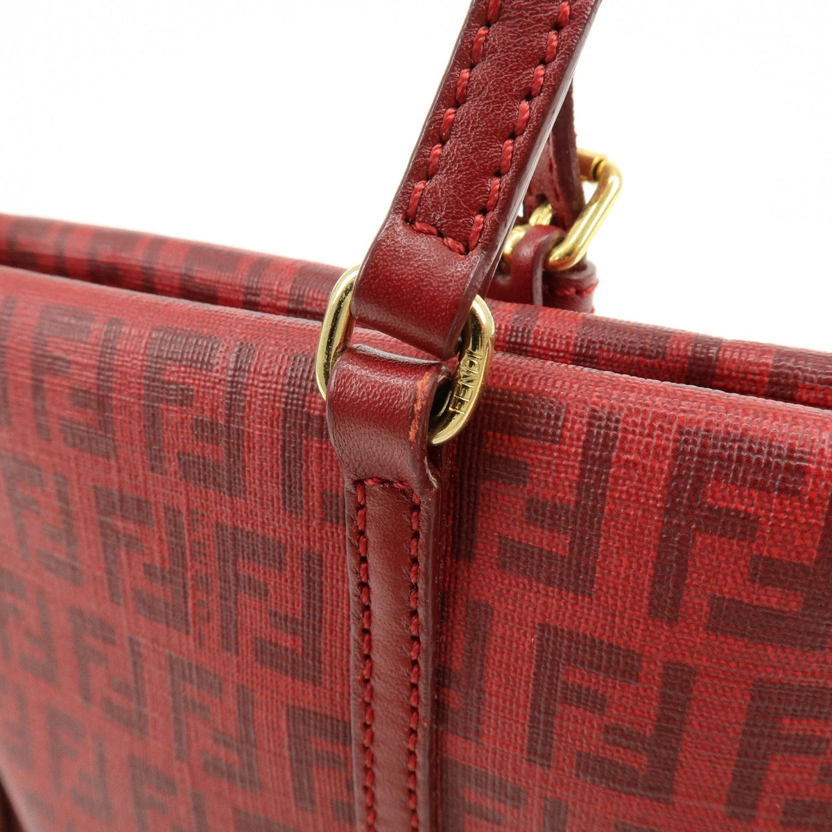 Fendi Superstar Zucchino Coated Canvas Red Pvc Tote Bag Bag (Pre-Owned)