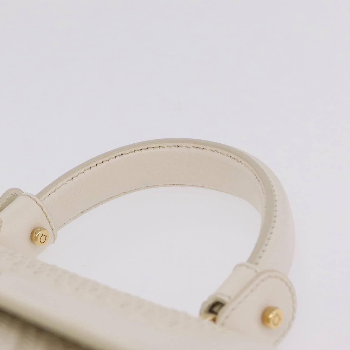 Salvatore Ferragamo Sofia Satchel Woven Leather White Leather Handbag (Pre-Owned)