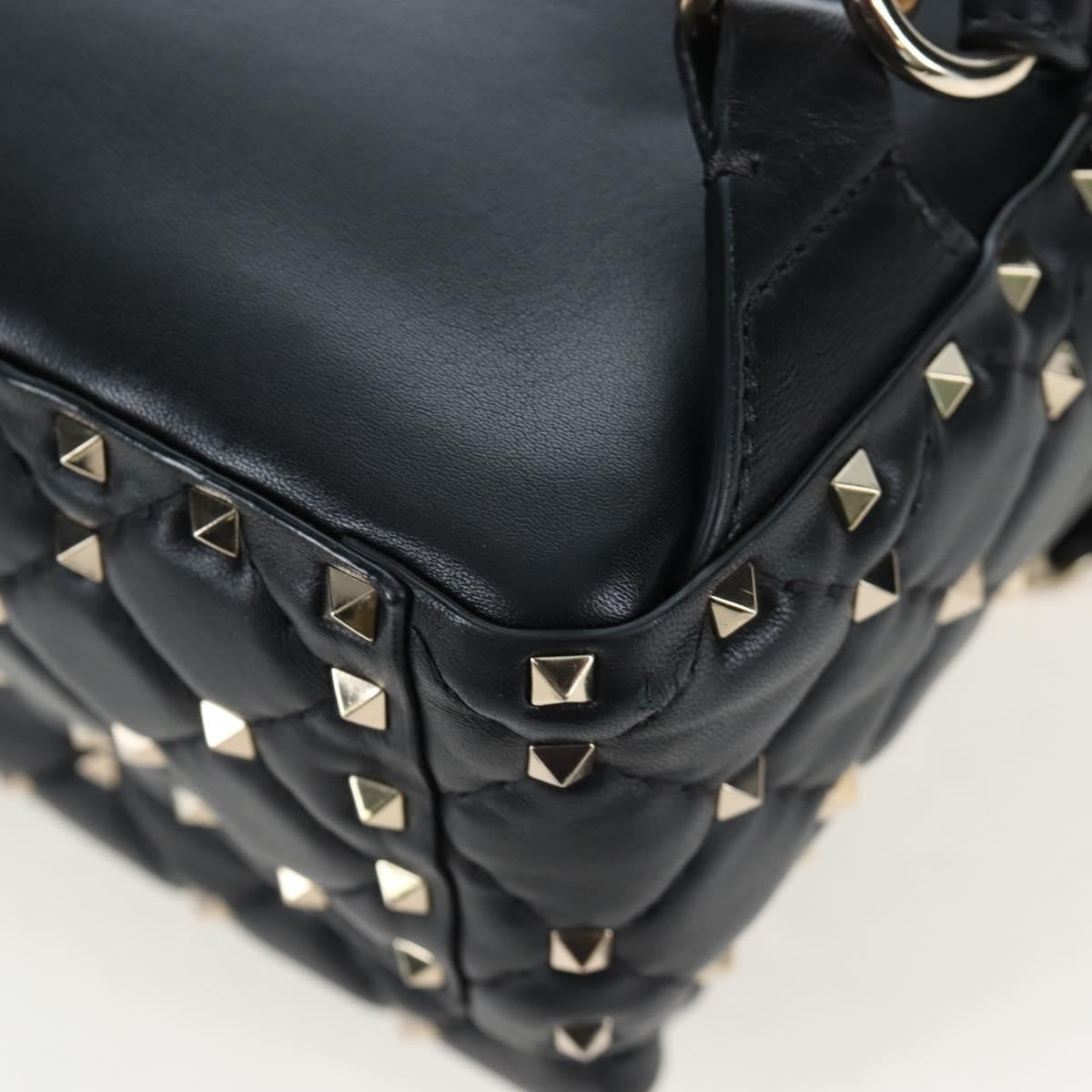 Valentino Garavani Rockstud Spike Quilted Leather Black Leather Backpack Bag (Pre-Owned)