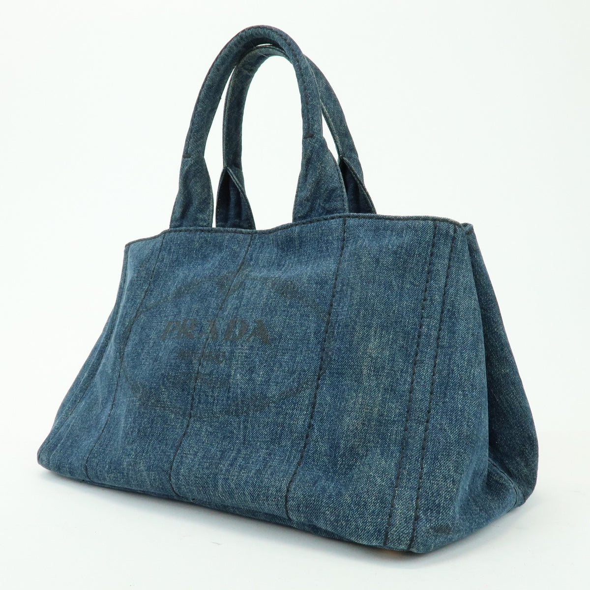Prada Canapa Denim Blue Denim_Jeans Tote Bag Bag (Pre-Owned)