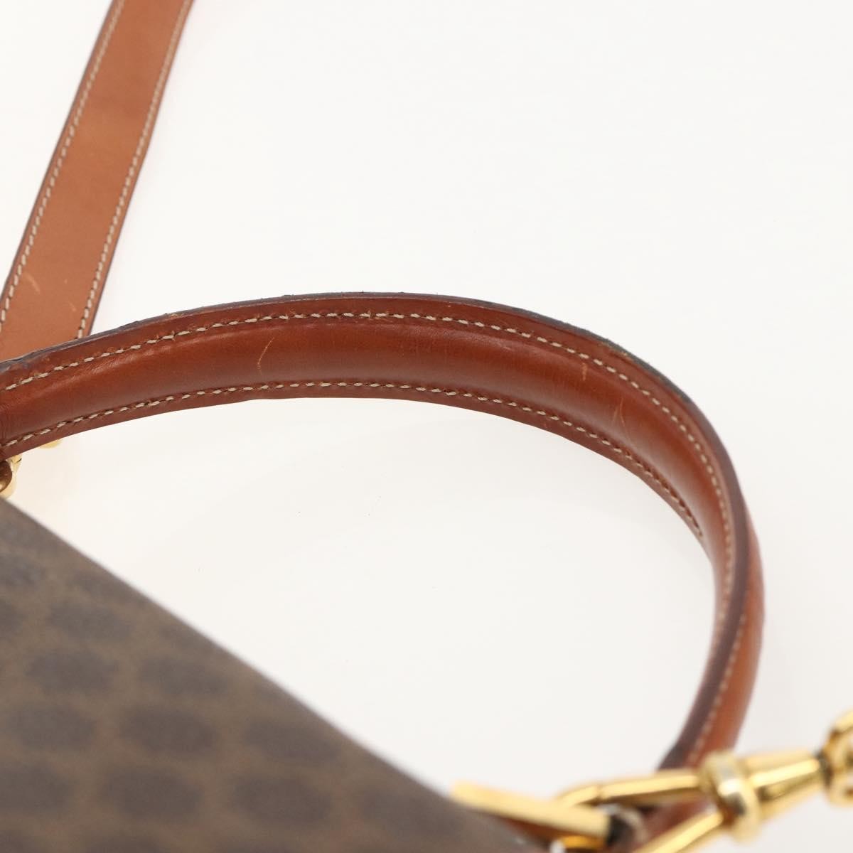 Celine Vintage Convertible Top Handle Macadam Coated Canvas Brown Pvc Handbag (Pre-Owned)