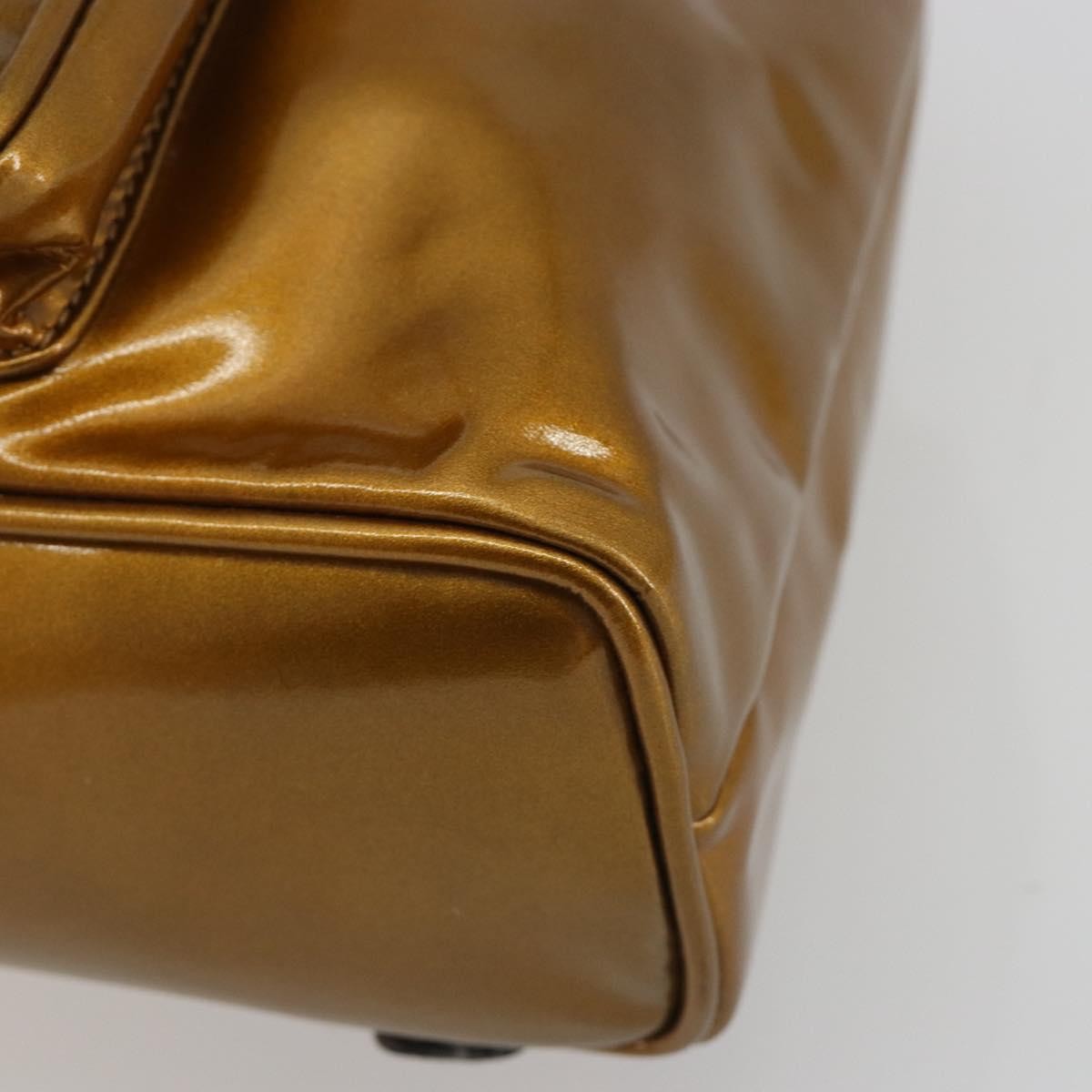 Gucci Vintage Bamboo Patent Gold Patent_Leather Backpack Bag (Pre-Owned)
