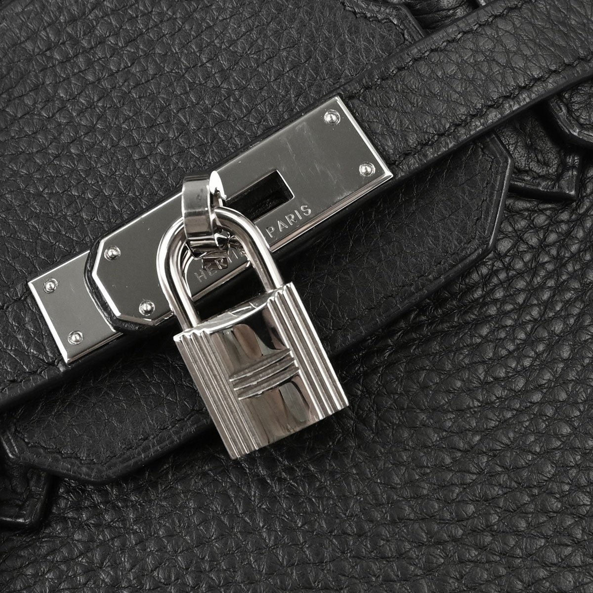 Hermes Birkin Black Clemence With Palladium Hardware Black Leather Handbag (Pre-Owned)