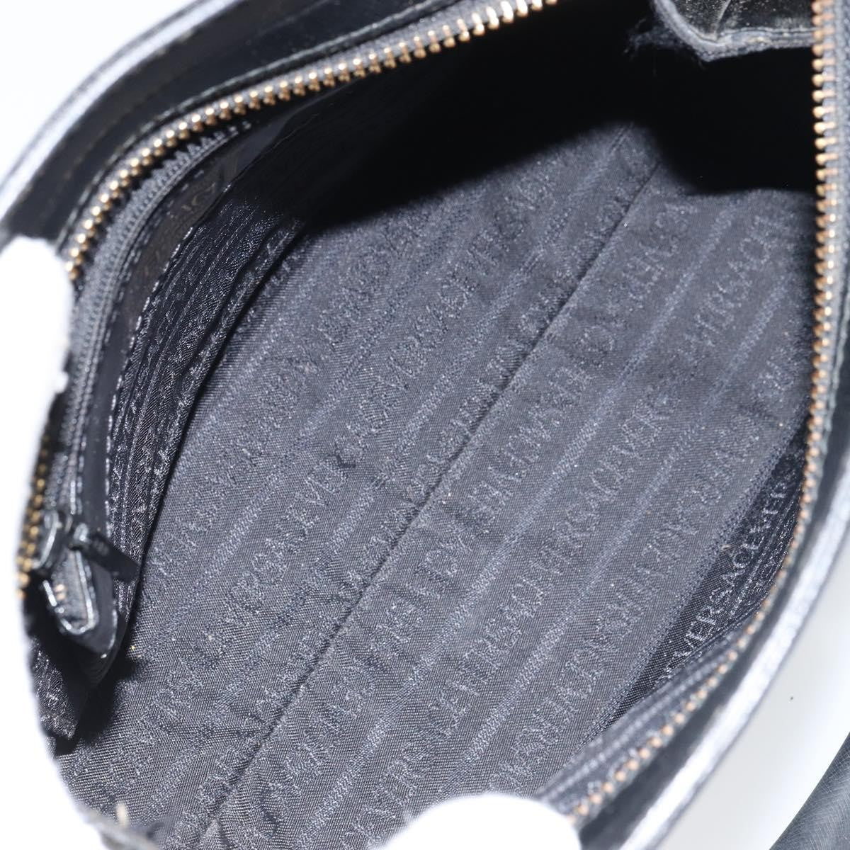 Versace Vintage Leather Black Leather Handbag (Pre-Owned)