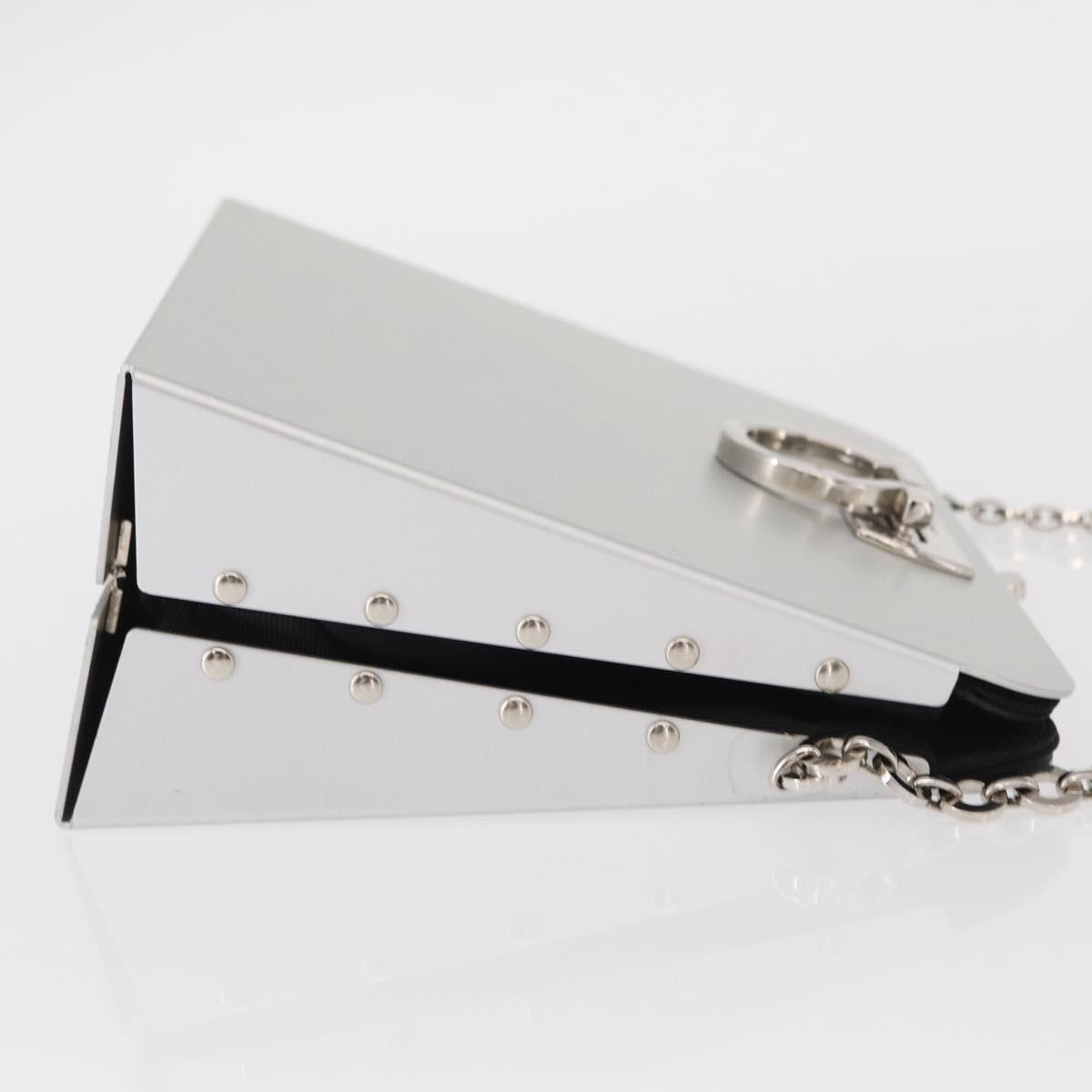 Salvatore Ferragamo Vintage Gancini Chain Leather Silver Stainless_Steel Shoulder Bag Bag (Pre-Owned)