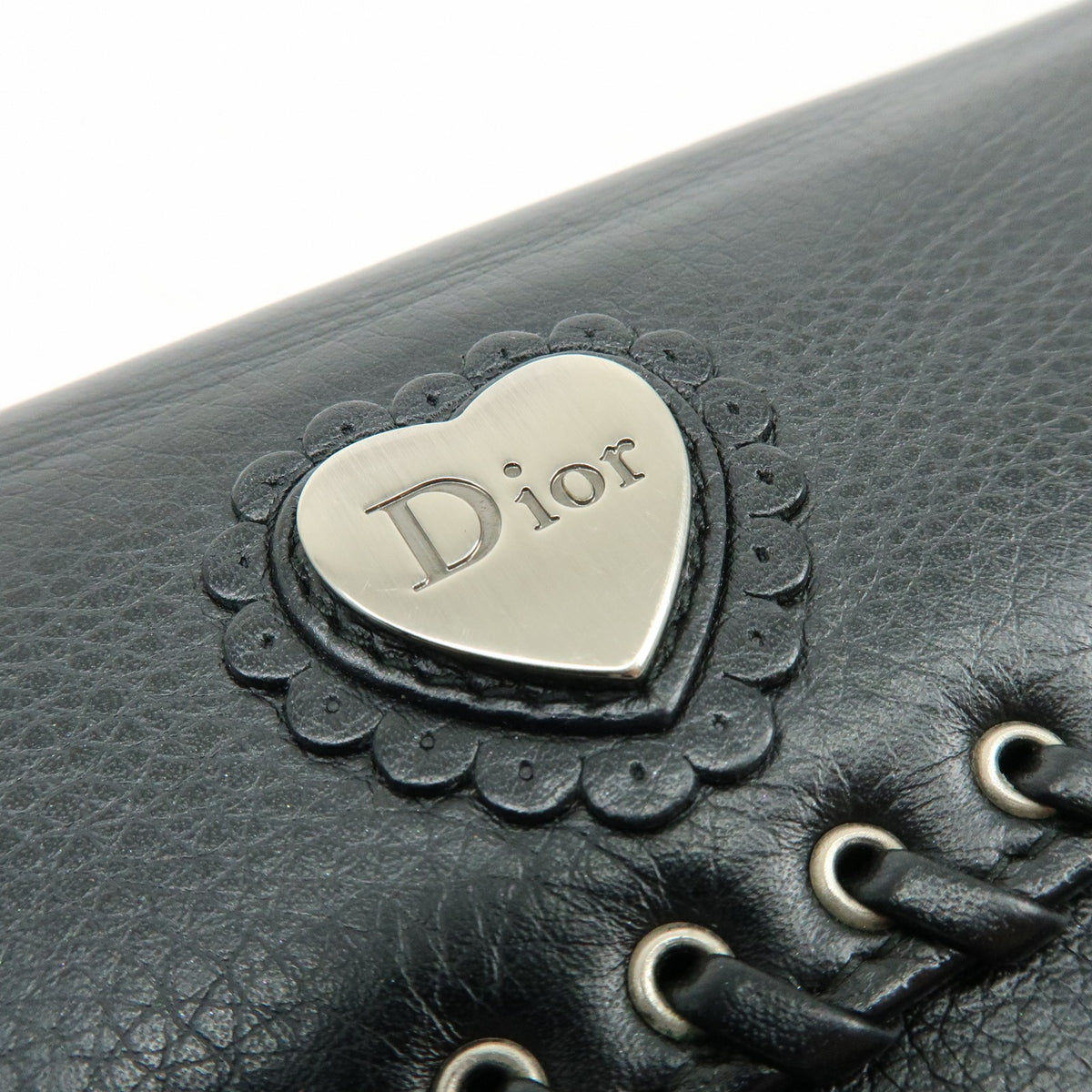 Christian Dior Trotter / Heart Motif Wallet Leather Black Leather Wallets Accessory (Pre-Owned)